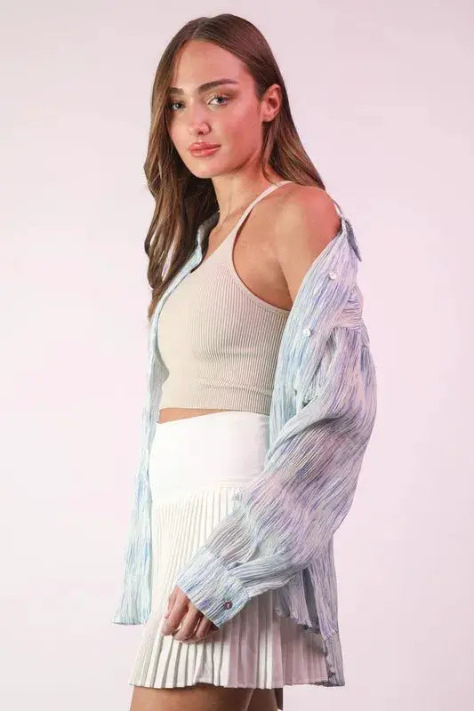 Oversized Printed Button Up Shirt Plus | VERY J by Trendsi