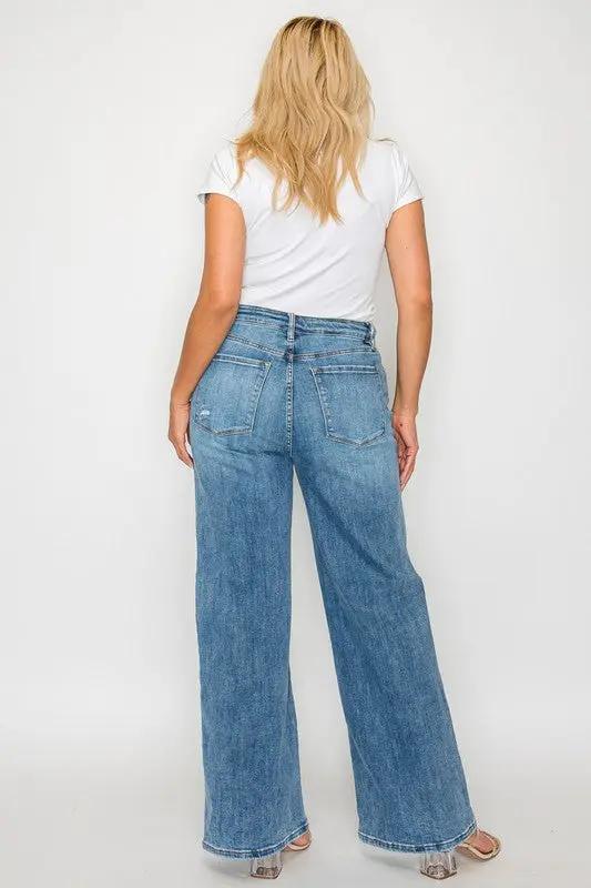 Full Size High Rise Wide Leg Jeans with Pockets | bytos by Trendsi