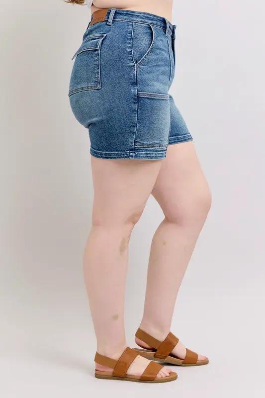 Full Size High Rise Denim Shorts Plus Size | Judy Blue by Trendsi