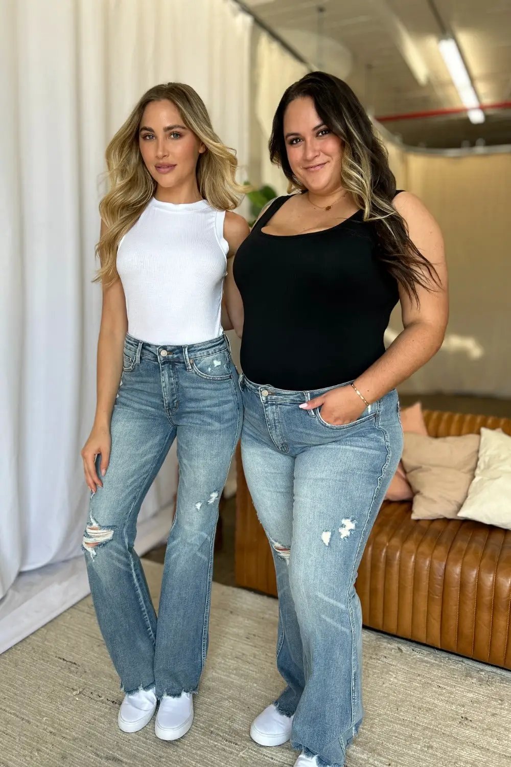 Medium Rise Tummy Control Destroy Flare Jeans | Judy Blue by Trendsi