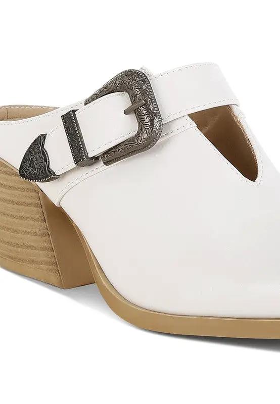 Holler Carved Buckle Statement Mules | Rag Company by Rag Company