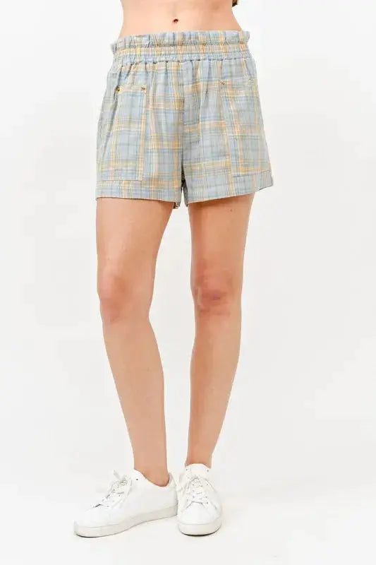 Plaid Print Smocked Detail Casual Shorts | And The Why by Trendsi