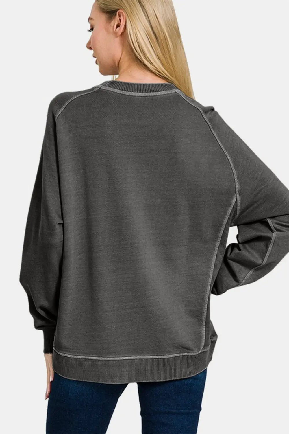 Full Size Pigment Dyed French Terry Sweatshirt | Zenana by Trendsi