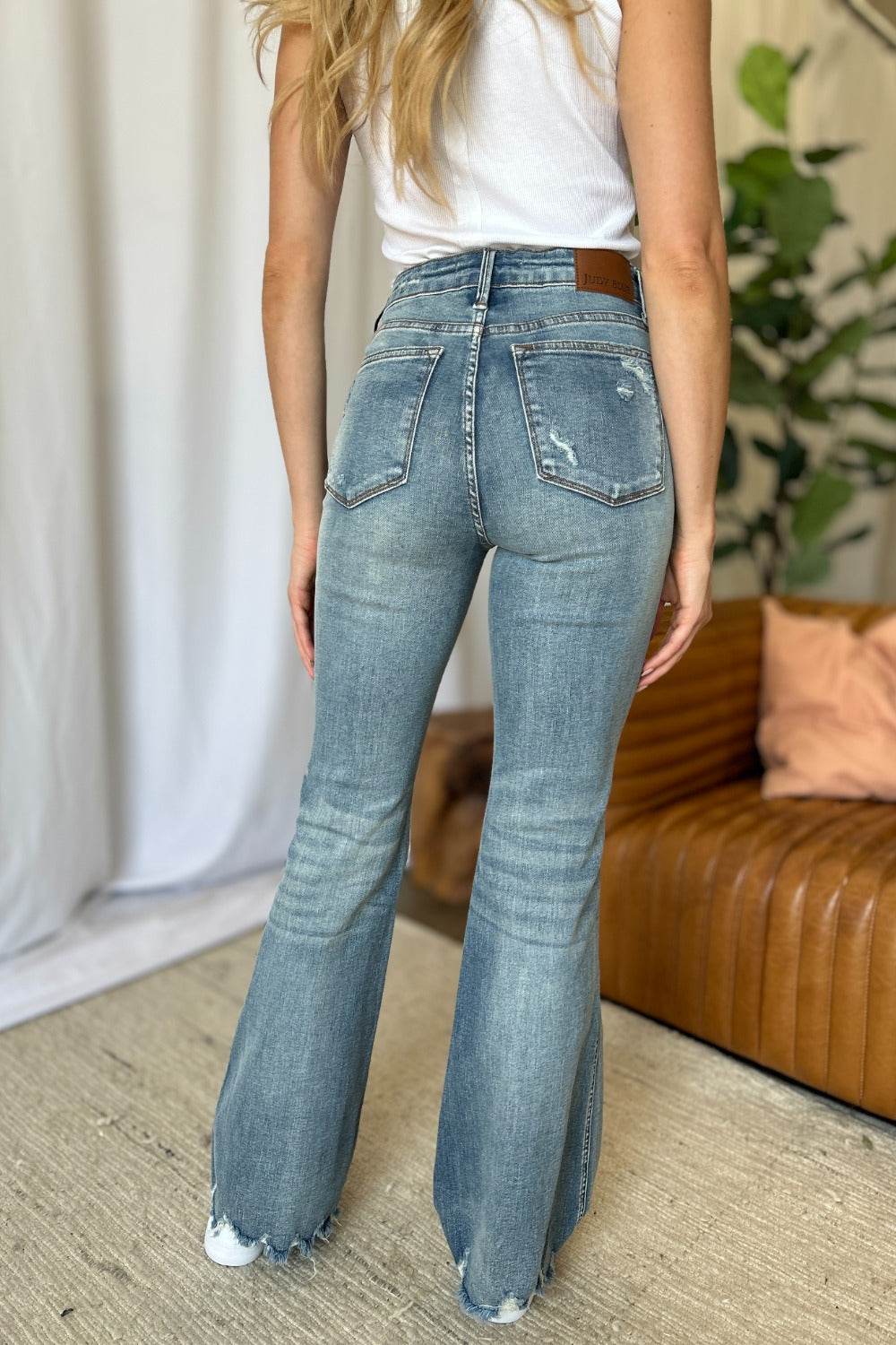Medium Rise Tummy Control Destroy Flare Jeans | Judy Blue