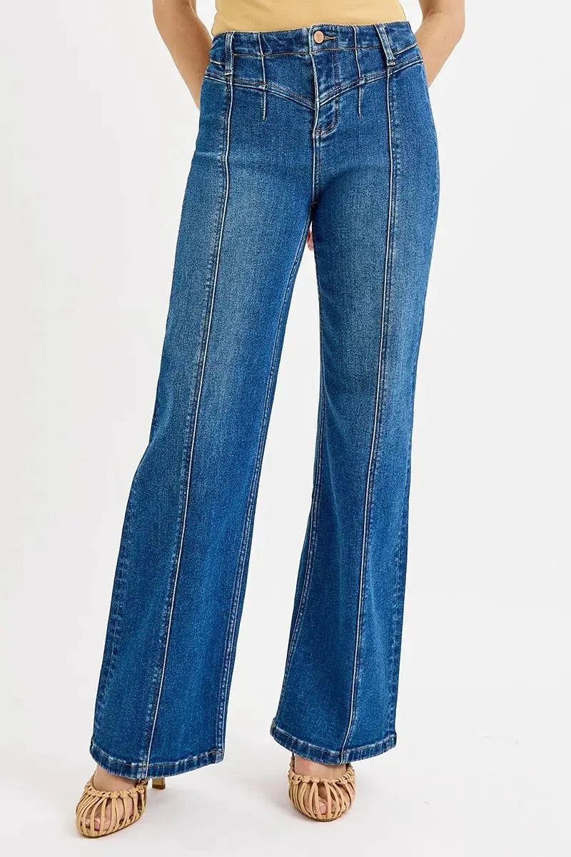 Seam Detail Wide Leg Jeans | RISEN by Trendsi