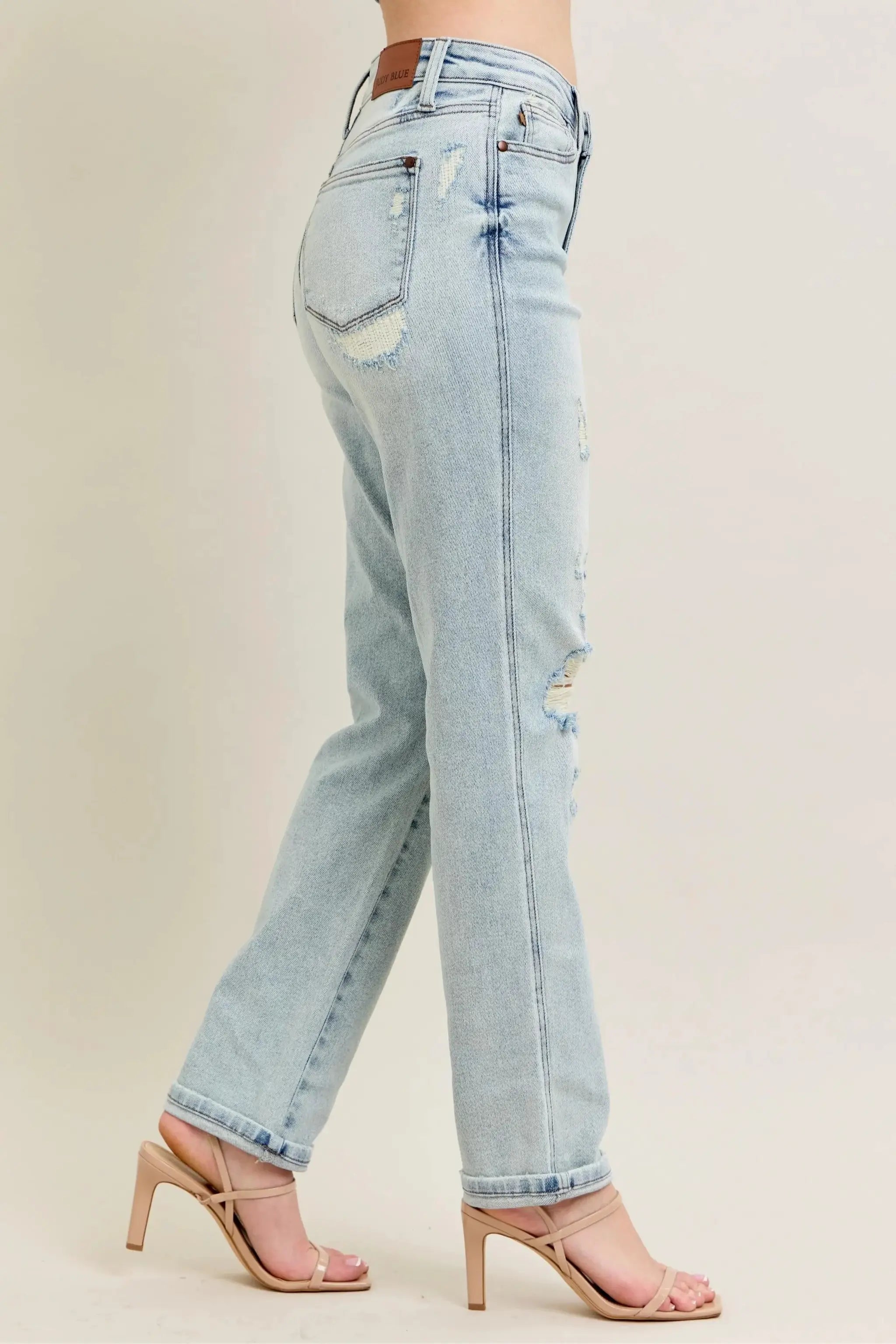 Plus Size Repair Stitch Distressed Boyfriend Jeans | Judy Blue by Trendsi
