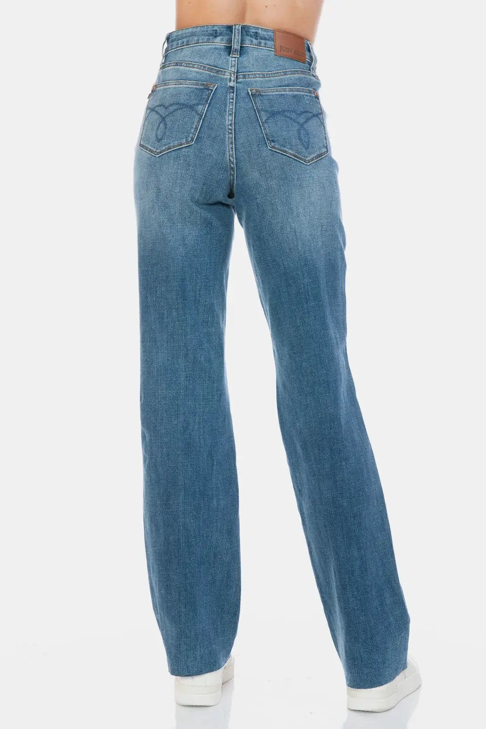 Full Size Tummy Control Cut Raw Hem Straight Jeans | Judy Blue by Trendsi