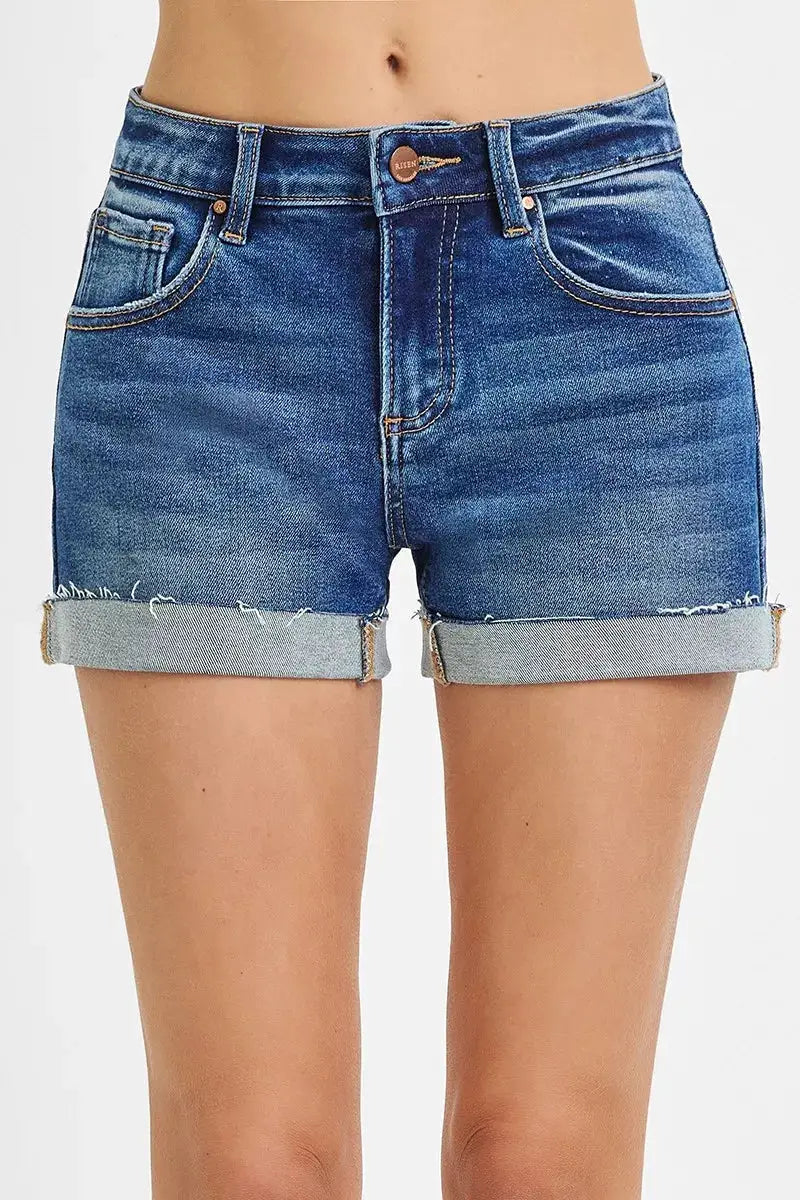 RISEN Low Rise Cuffed Shorts by Trendsi