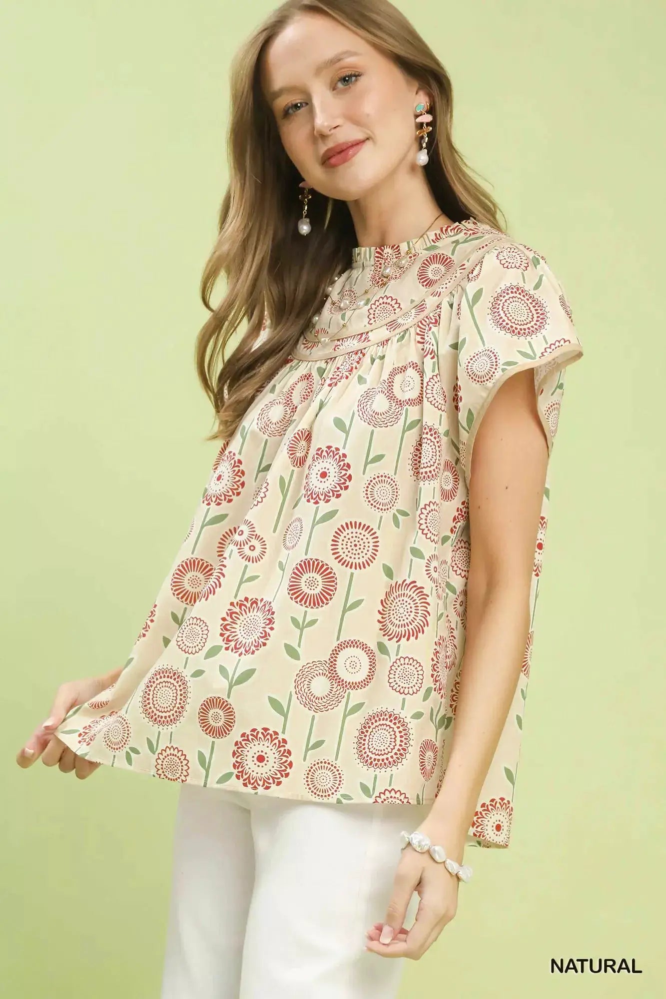 Retro Floral Smocked Babydoll Blouse | Umgee by Trendsi