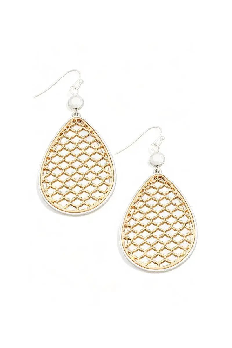 Teardrop Filigree Mesh Drop Earrings by YC COLLECTIONS