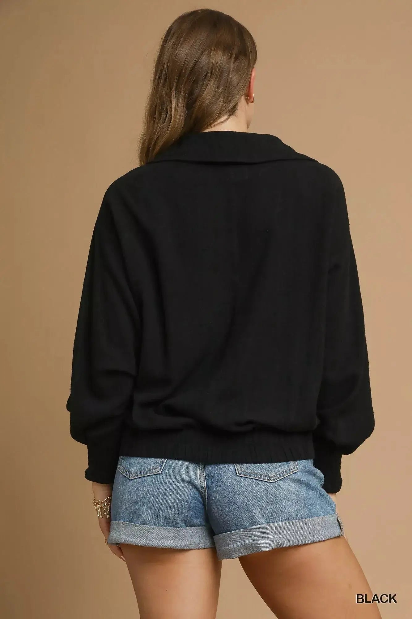 Linen Long Sleeves Elastic Hem Blouse | Umgee by Trendsi