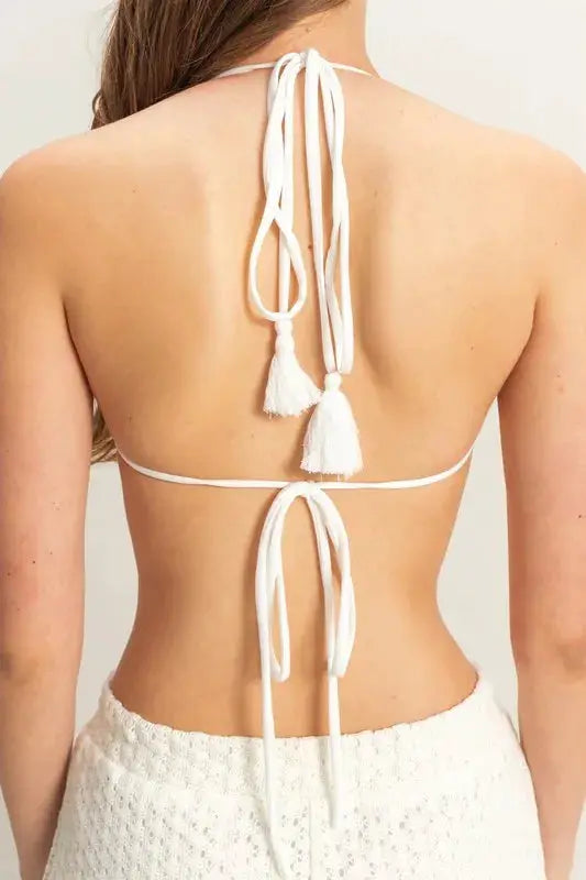 Crochet Bra and Drawstring Pants Set | HYFVE by Trendsi