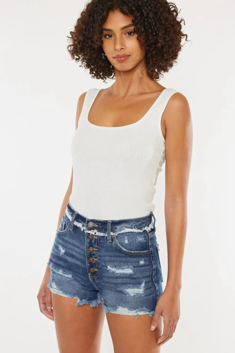 Distressed Button Fly Denim Shorts | Kancan USA by Trendsi