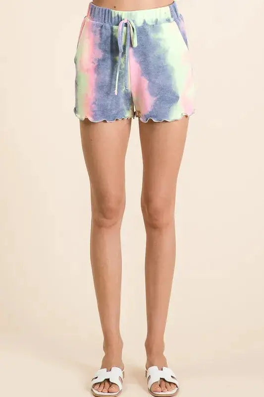 Tie Dye French Terry Shorts and Curly Edge | BiBi by Trendsi