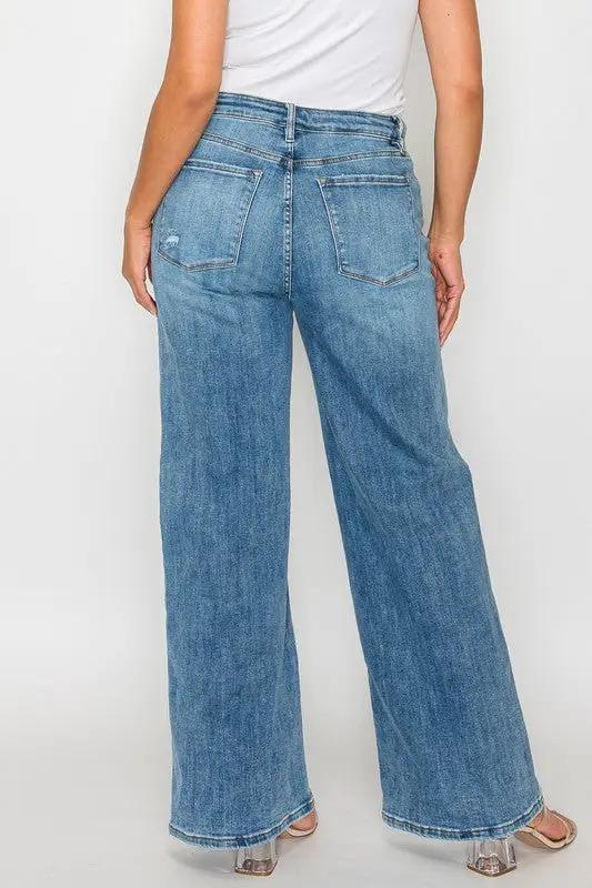 Full Size High Rise Wide Leg Jeans with Pockets | bytos by Trendsi