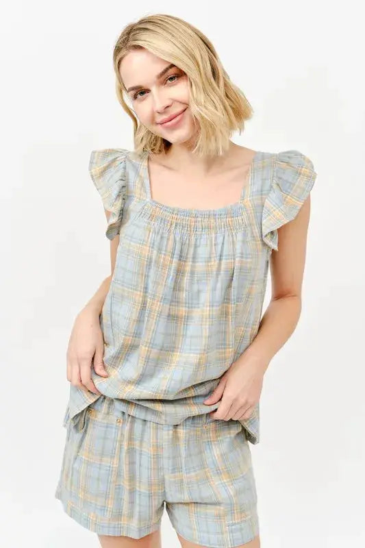 Plaid Print Smocked Detail Casual Shorts | And The Why by Trendsi