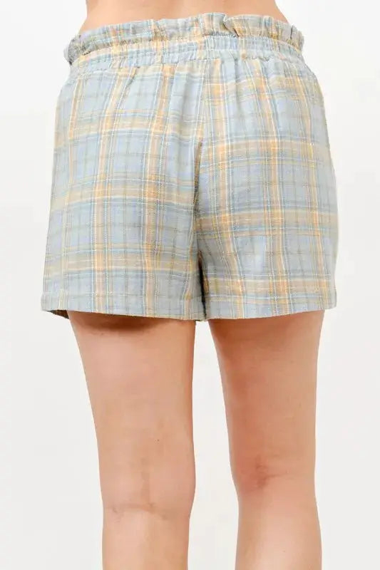 Plaid Print Smocked Detail Casual Shorts | And The Why by Trendsi