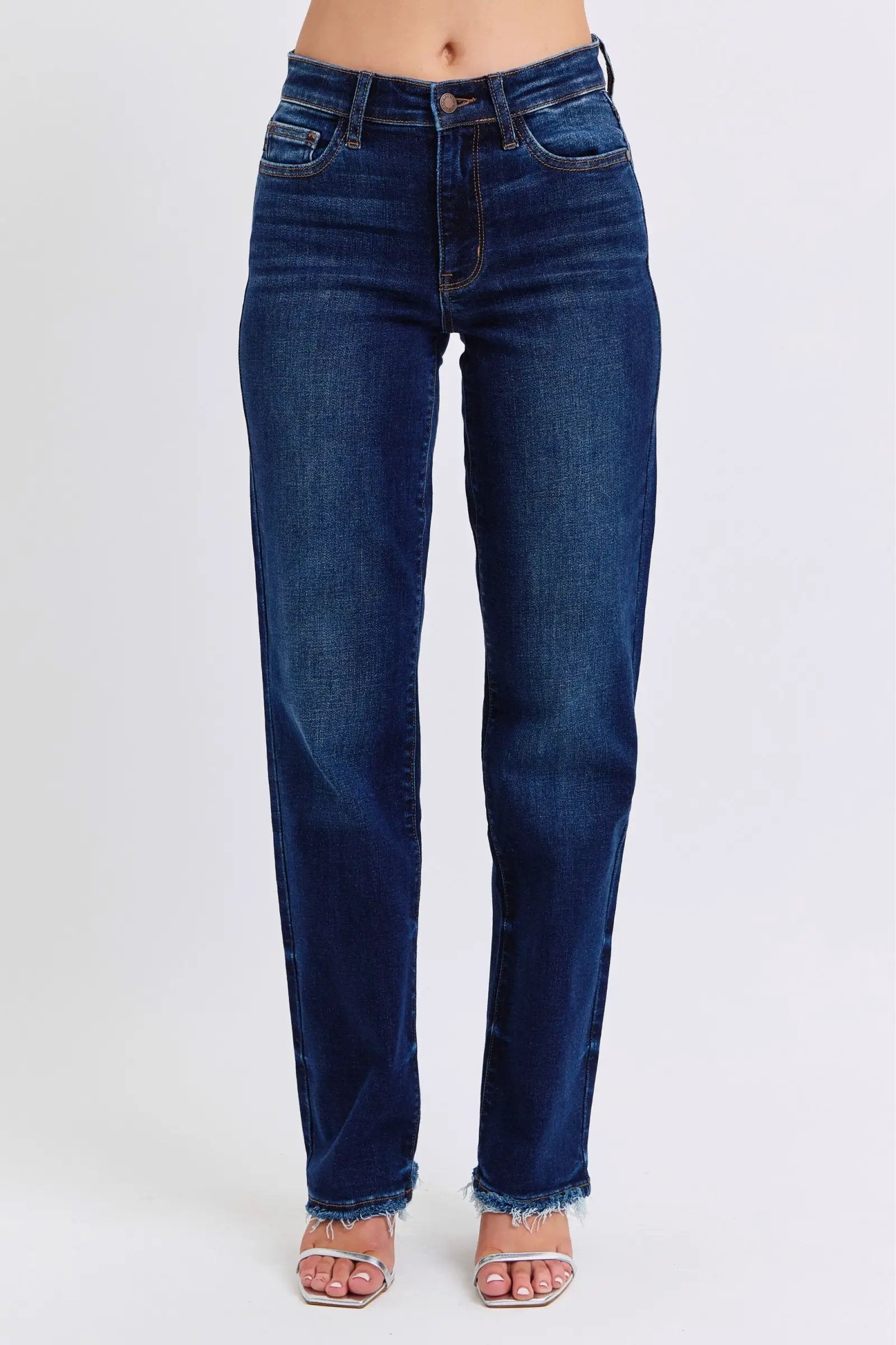 Full Size Raw Hem Straight Leg Jeans | Judy Blue by Trendsi
