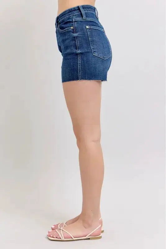Full Size High Waist Criss-Cross Waistband Denim Shorts Plus | Judy Blue by Trendsi