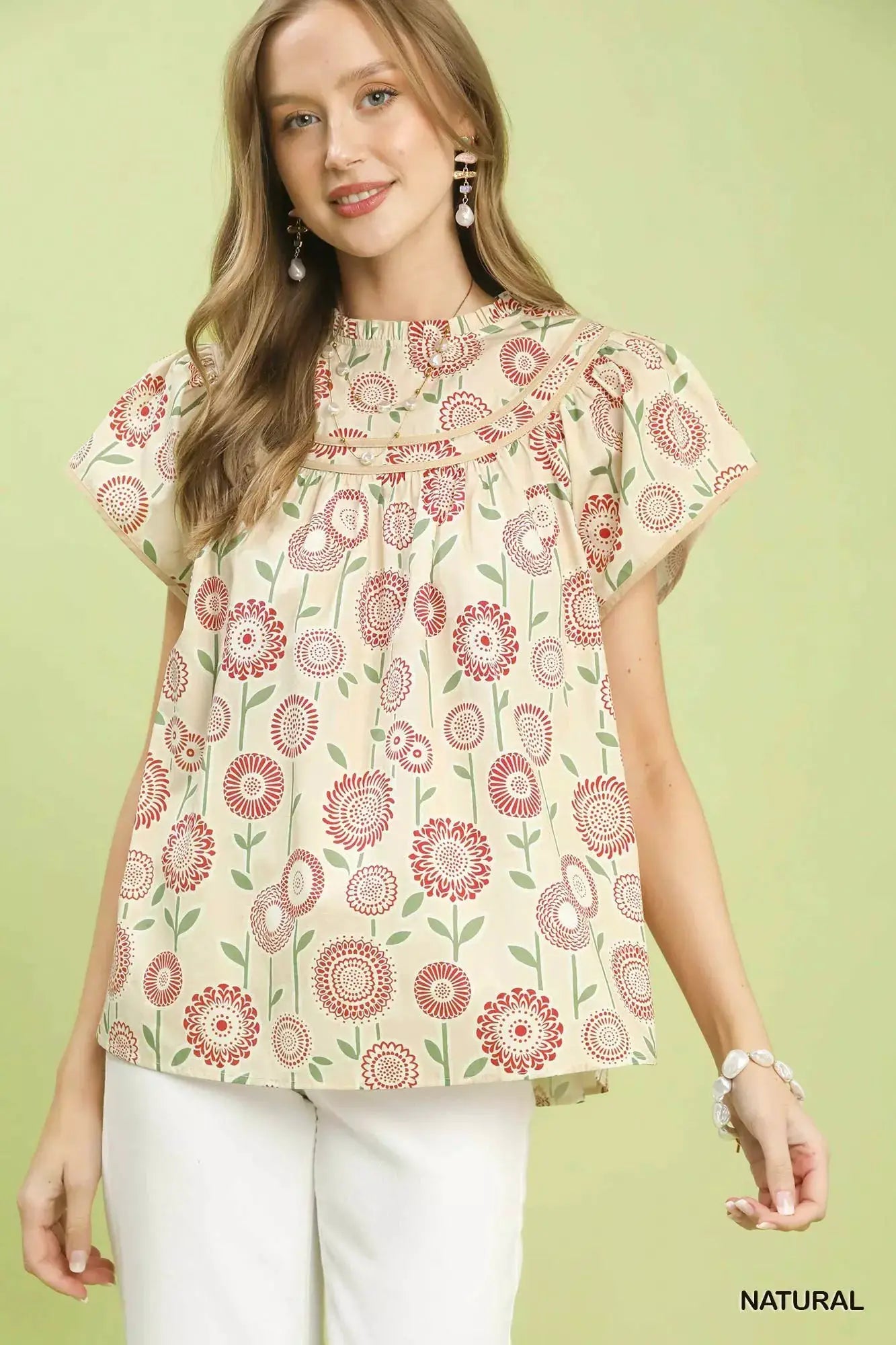 Retro Floral Smocked Babydoll Blouse | Umgee by Trendsi