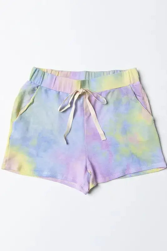 Tie Dye French Terry Casual Shorts with Twill Tape | BiBi by Trendsi