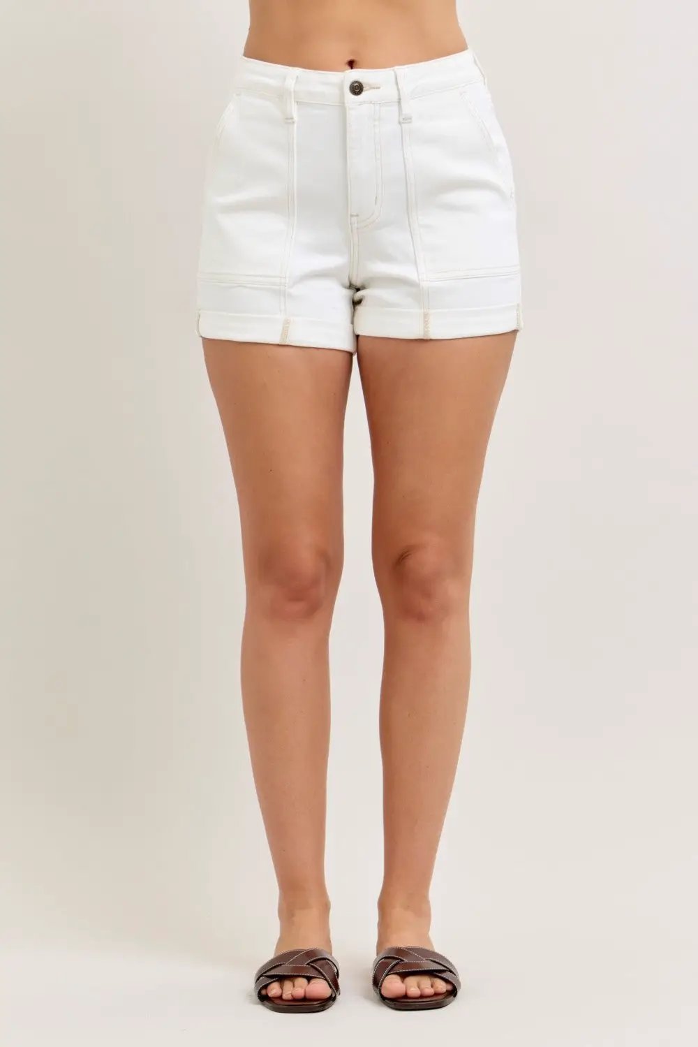 High-Waisted Aurora Weekender Short with Double Rolled Cuff | Judy Blue by Trendsi