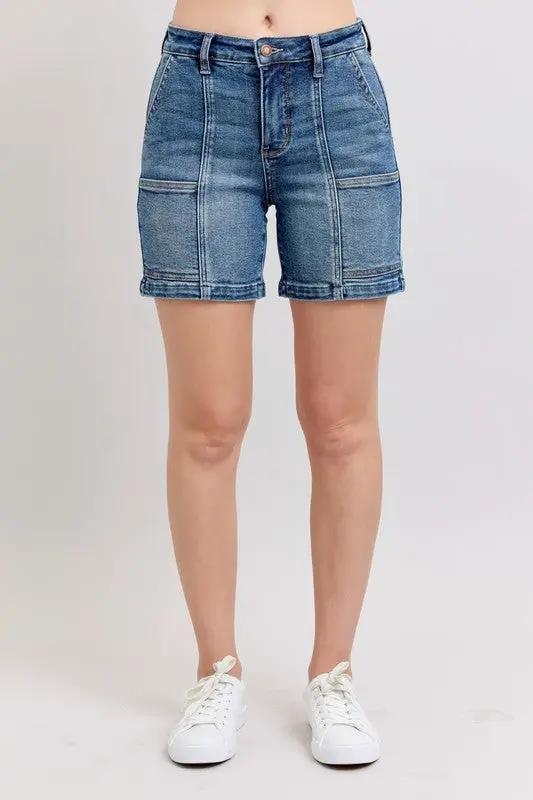 Full Size High Rise Denim Shorts Plus Size | Judy Blue by Trendsi