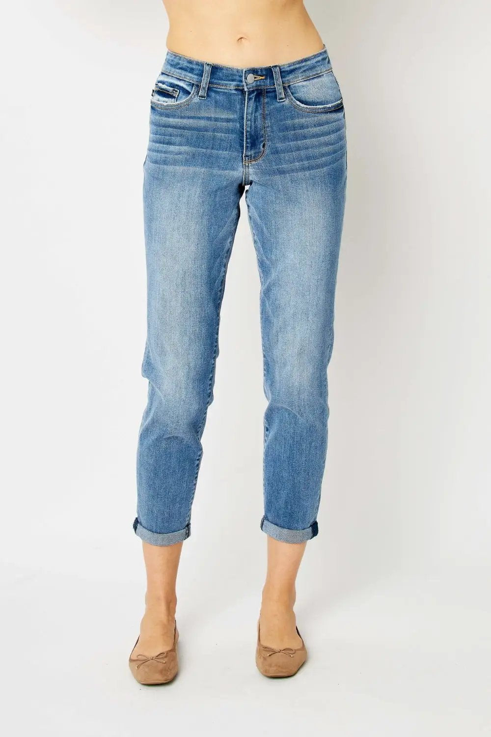 Full Size Cuffed Hem Slim Jeans | Judy Blue by Trendsi