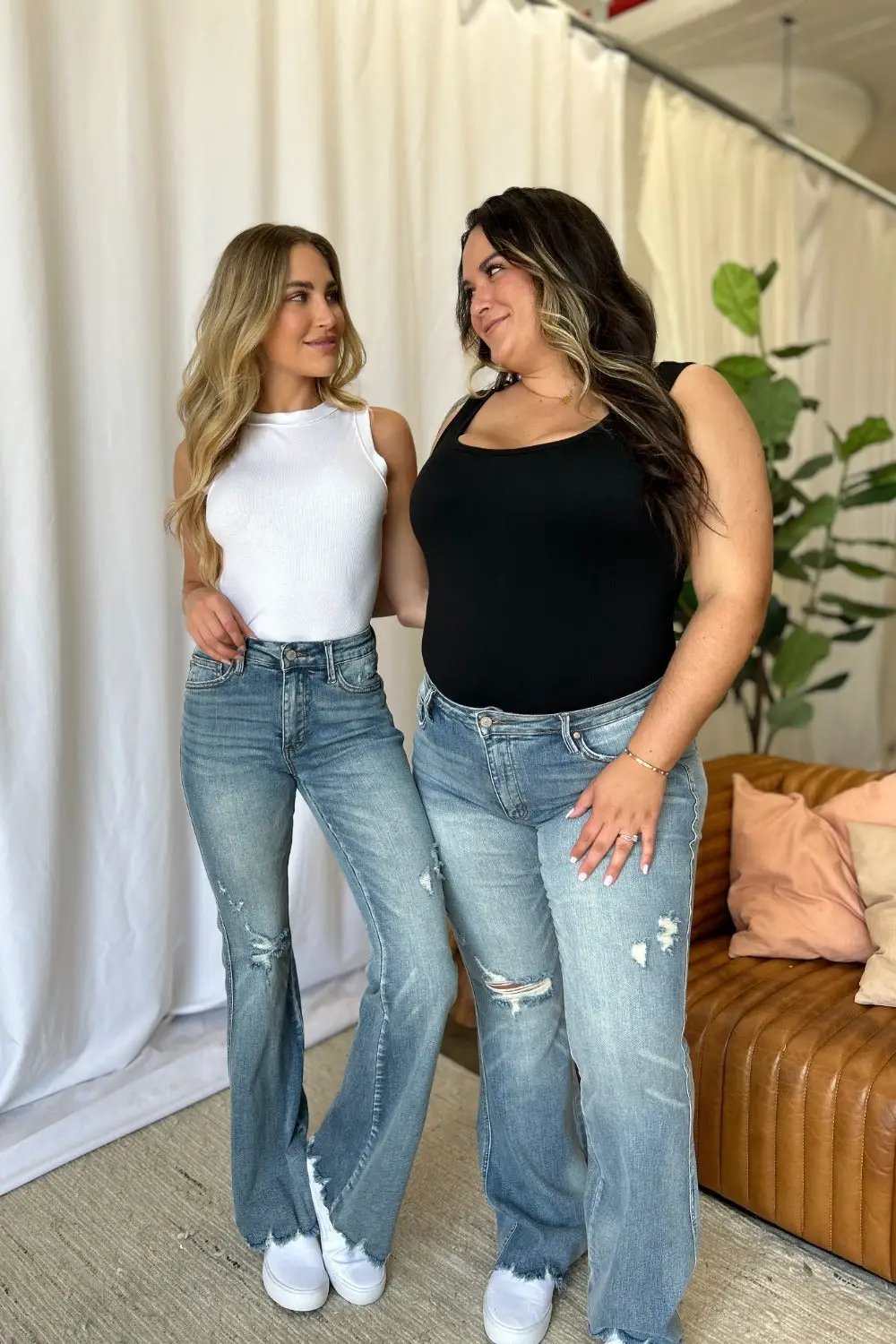 Medium Rise Tummy Control Destroy Flare Jeans | Judy Blue by Trendsi