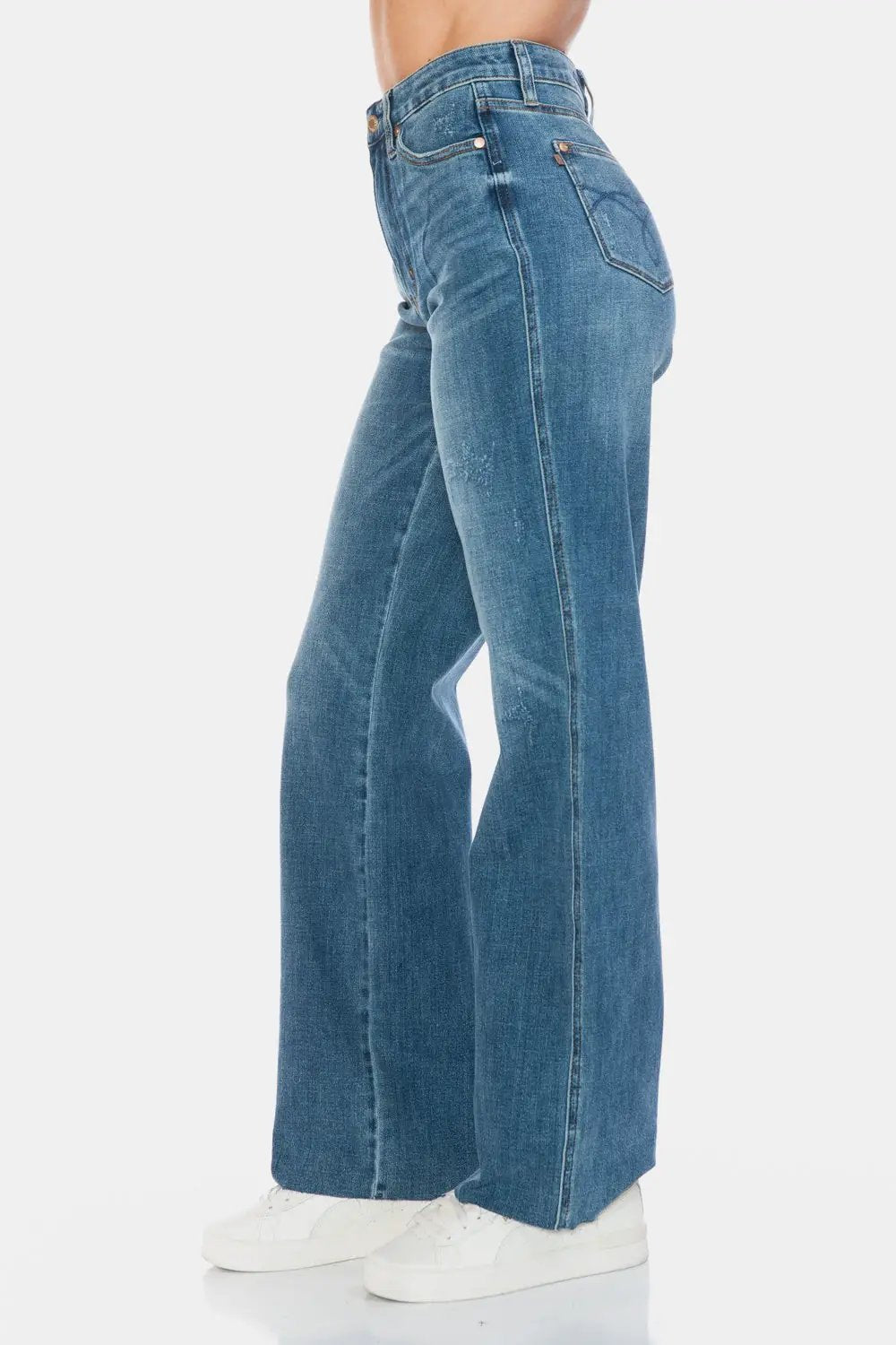 Full Size Tummy Control Cut Raw Hem Straight Jeans | Judy Blue by Trendsi