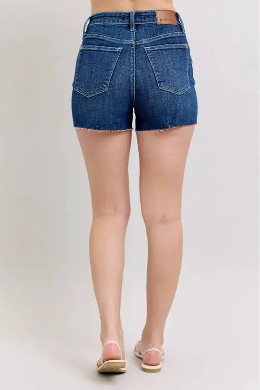 Full Size High Waist Criss-Cross Waistband Denim Shorts Plus | Judy Blue by Trendsi