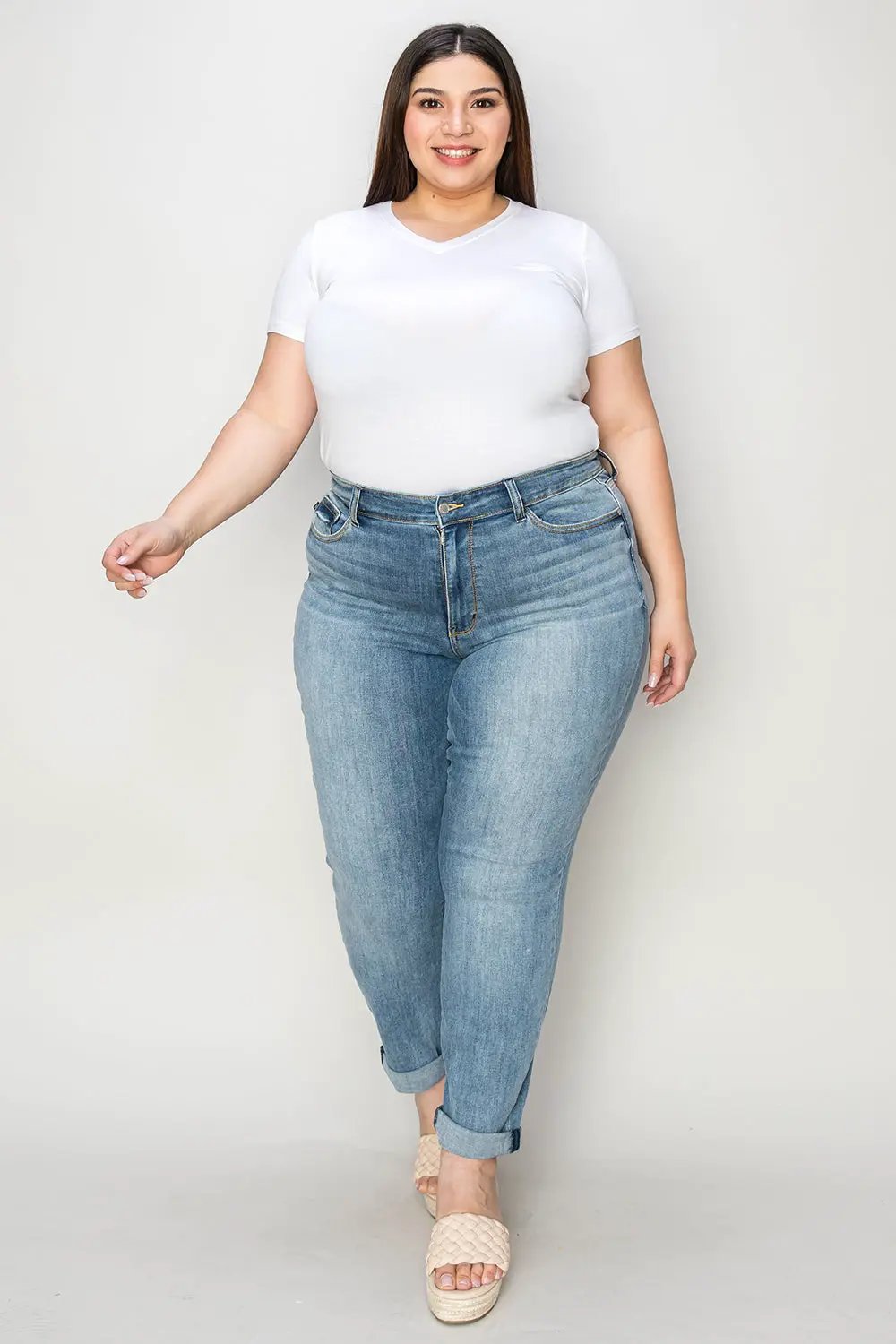 Full Size Cuffed Hem Slim Jeans | Judy Blue by Trendsi