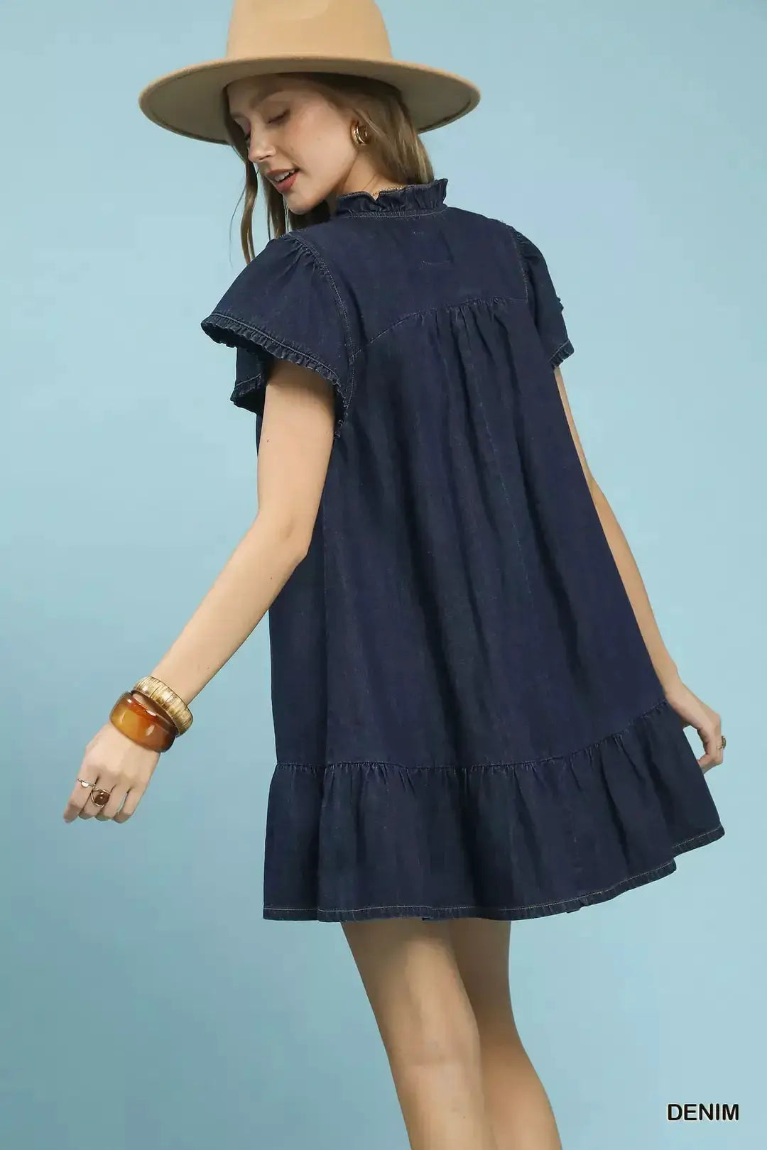 Ruffled Washed Denim Dress | Umgee by Trendsi