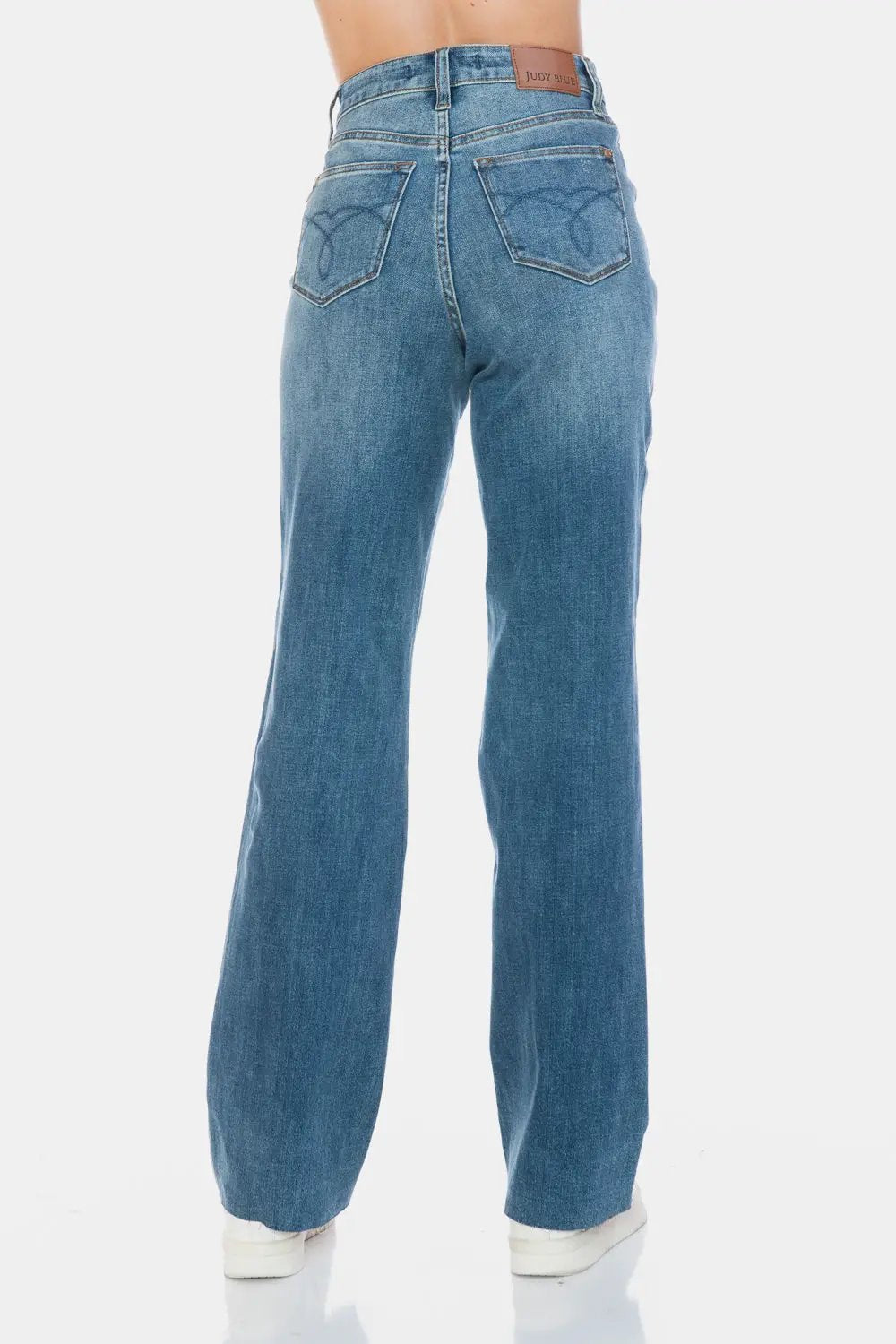 Full Size Tummy Control Cut Raw Hem Straight Jeans | Judy Blue by Trendsi
