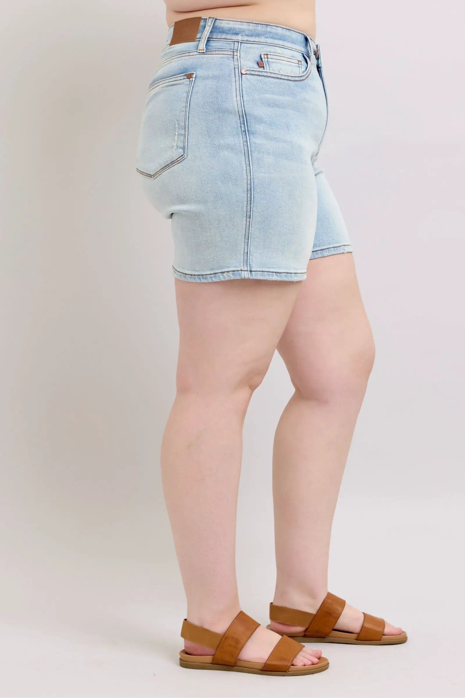 Full Size Two Button Denim Shorts with Pockets Plus Size | Judy Blue by Trendsi