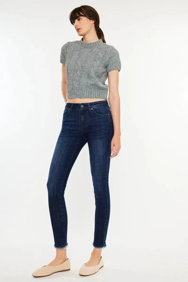 High-Rise Slim Fit Raw Hem Ankle Jeans | Kancan USA by Trendsi