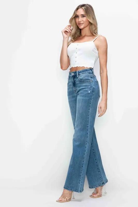Full Size High Rise Wide Leg Jeans with Pockets | bytos by Trendsi