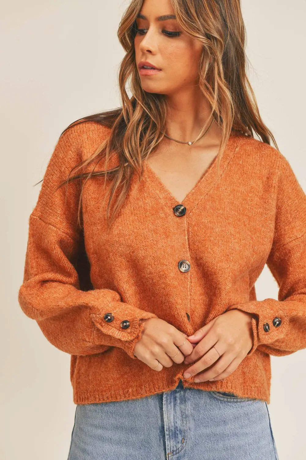 Long Sleeve Button Down Sweater Cardigan | MABLE by Trendsi