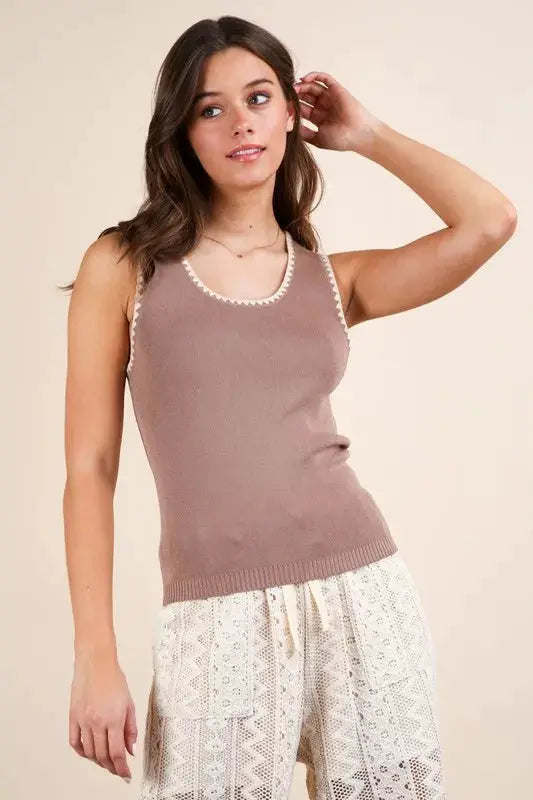 Blanket Style Sleeveless Knit Tank | VERY J by Trendsi