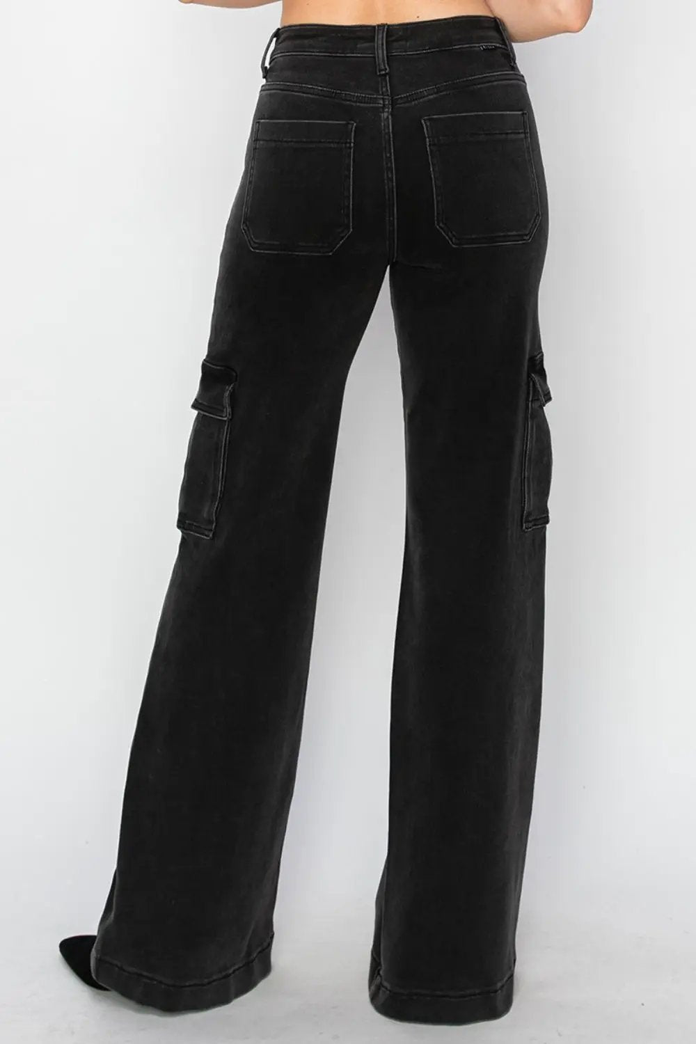 Full Size High Rise Wide Leg Cargo Jeans | Risen by Trendsi