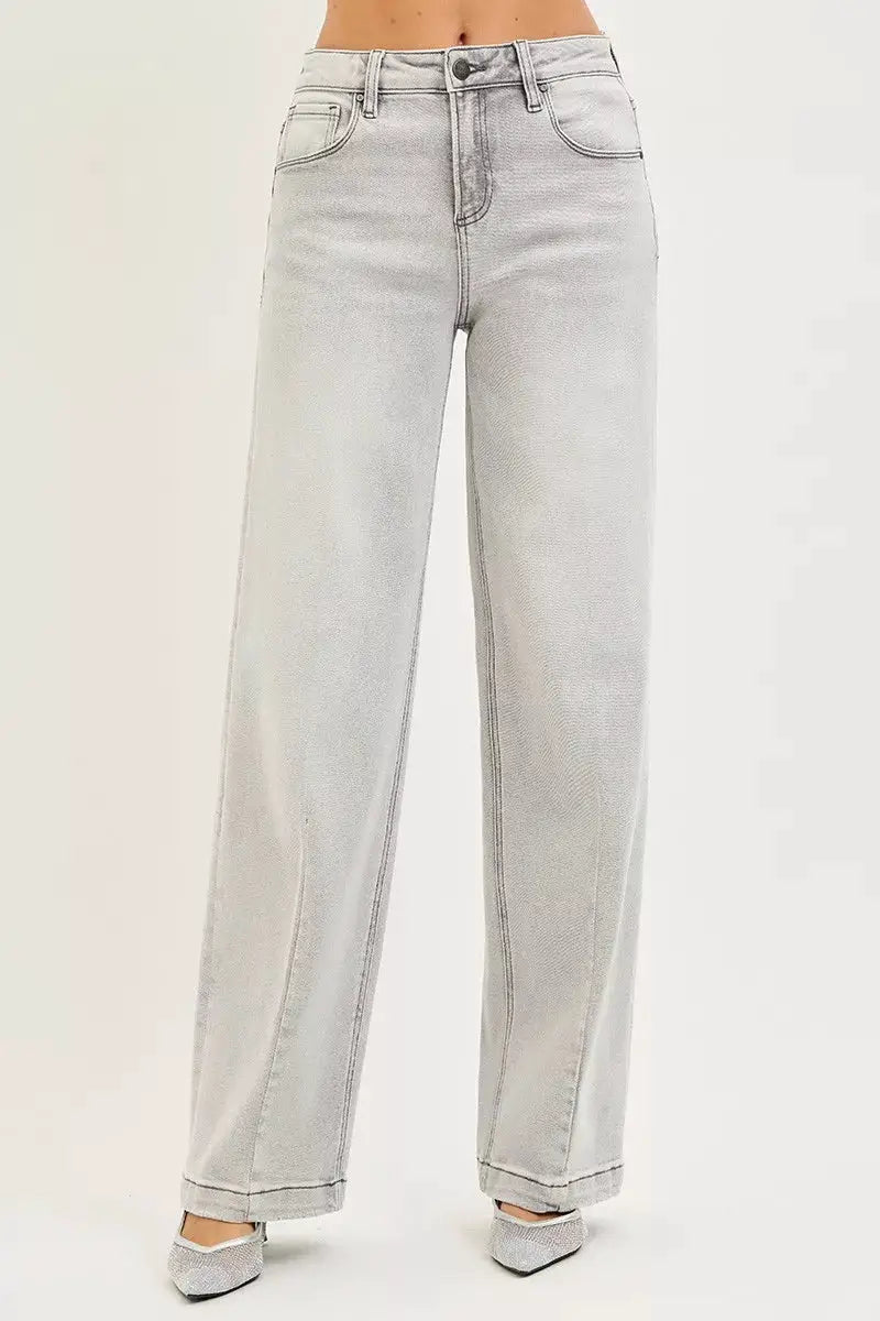 Slouchy Baggy Jeans with Contrast Stitching | RISEN by Trendsi