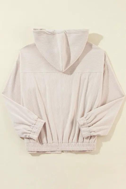 Solid Corduroy Zip-Up Pocketed Hooded Jacket by JUNIPER BLVD