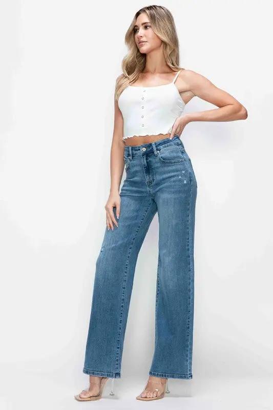 Full Size High Rise Wide Leg Jeans with Pockets | bytos by Trendsi