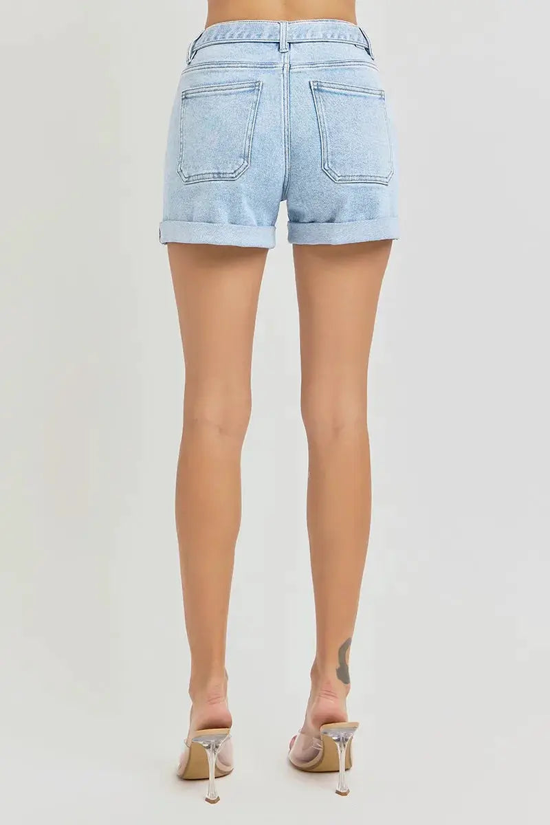 Full Size High Rise Belted Roll Up Shorts Plus | RISEN by Trendsi