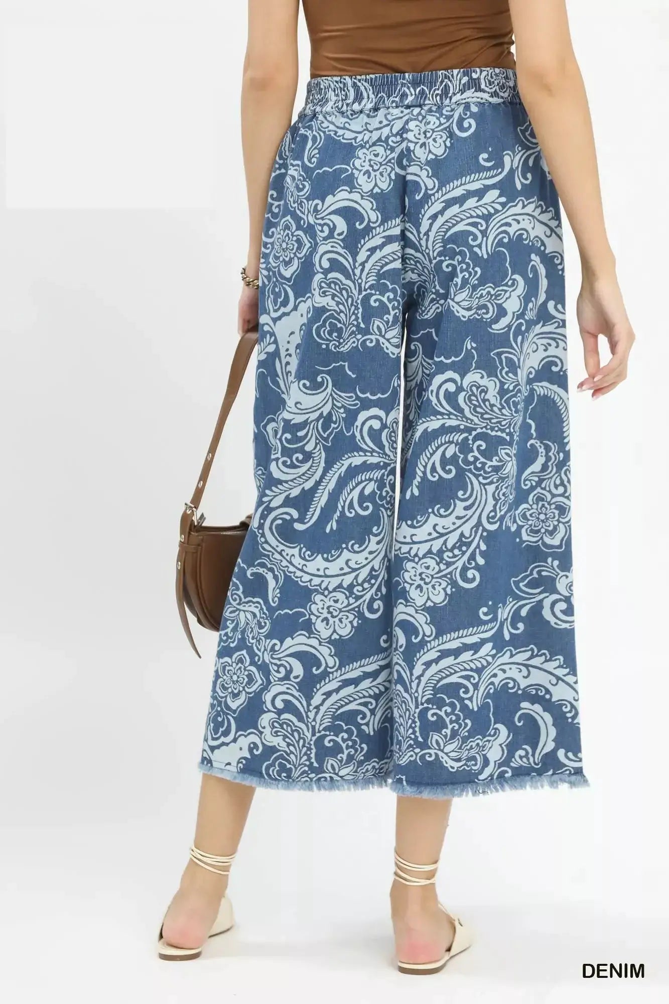 Stone Wash Wide Leg Crop Pants | Umgee by Trendsi