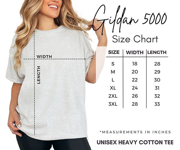 sizing chart YHWH Christian graphic tee