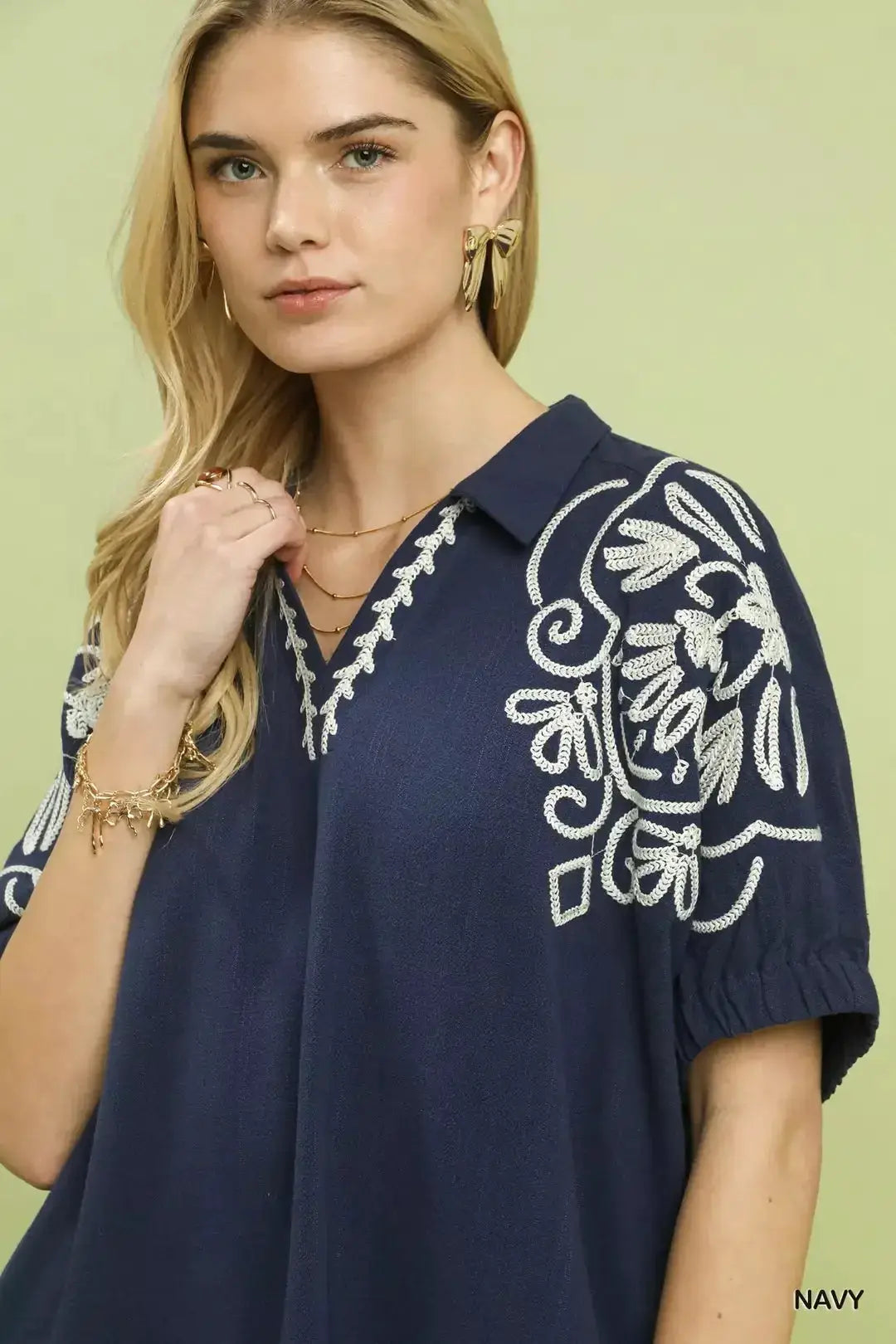 Floral Embroidered Sleeve Blouse | Umgee by Trendsi