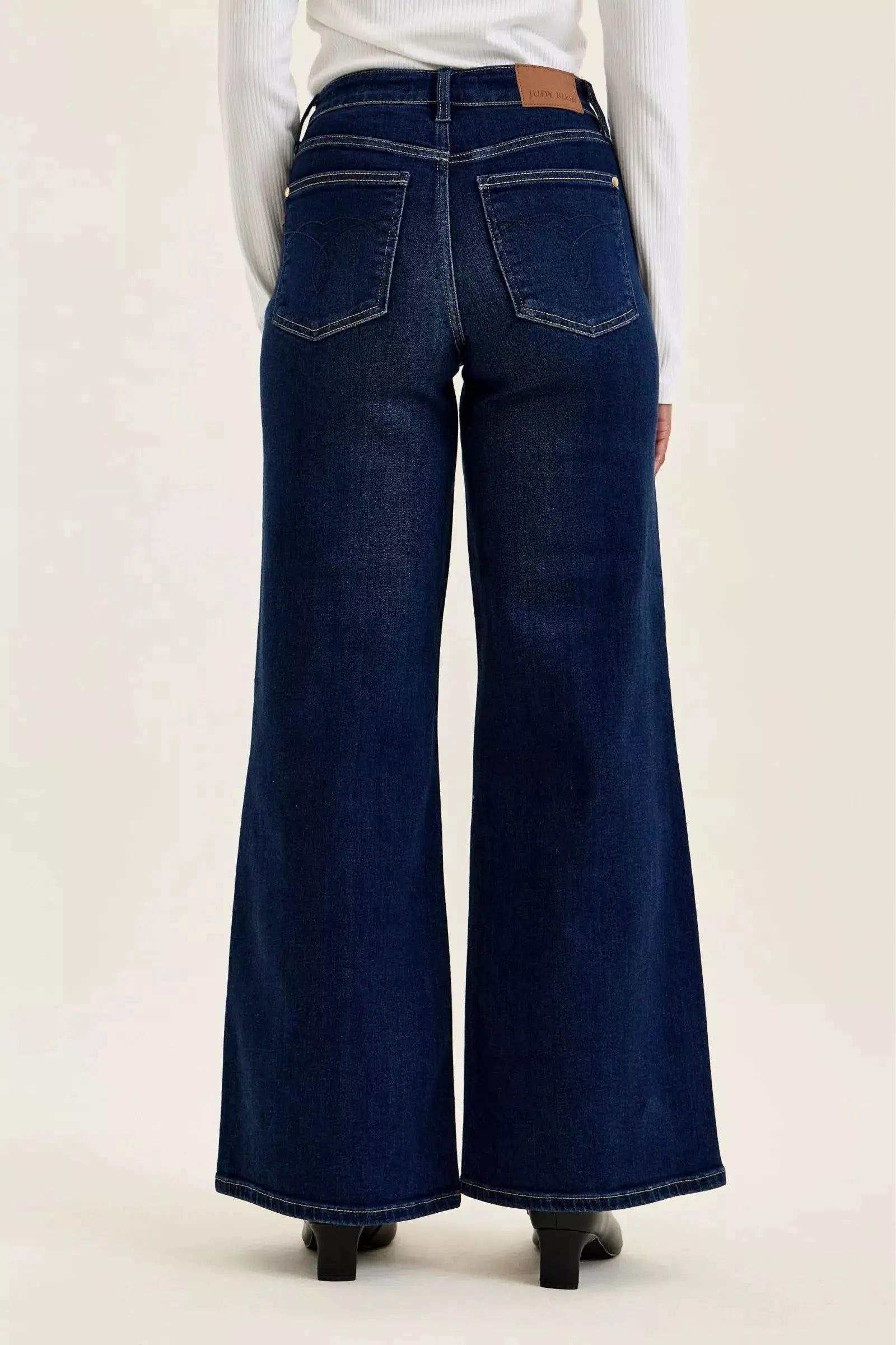 Judy Blue High-Waisted Wide-Leg Dark Wash Jeans by Trendsi
