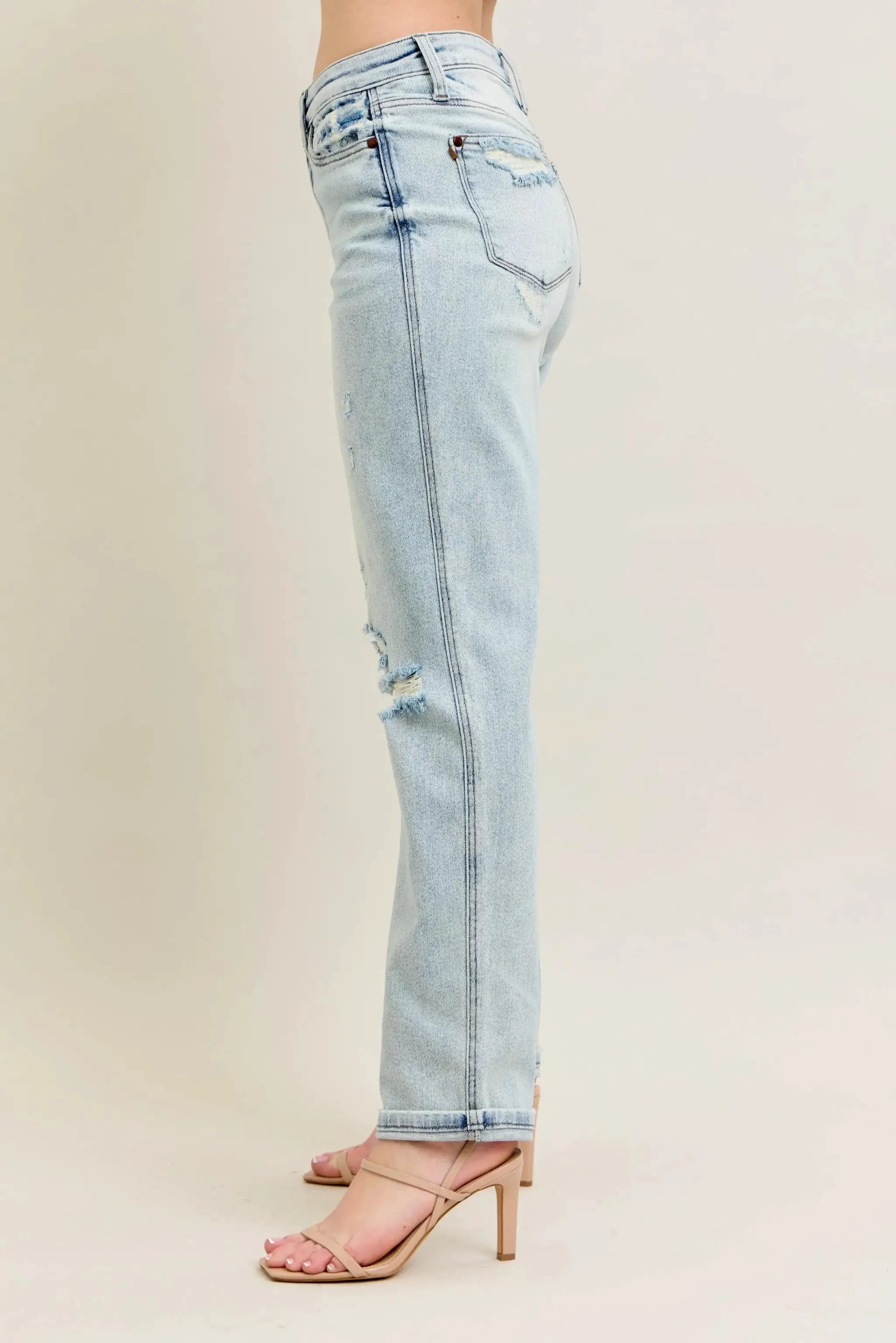Plus Size Repair Stitch Distressed Boyfriend Jeans | Judy Blue by Trendsi