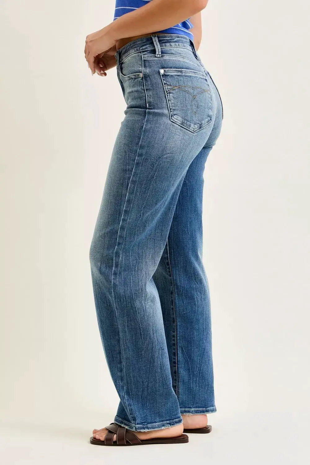 Mid Rise 90s Straight Jeans | Judy Blue by Trendsi